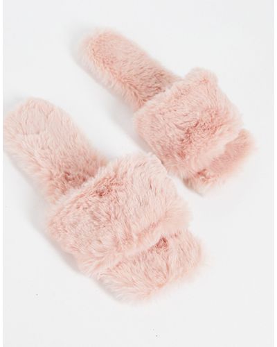Loungeable – flauschige, slipper mit eckiger zehenpartie - Pink