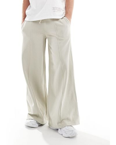 ASOS Super Wide Leg jogger With Seam Details - White