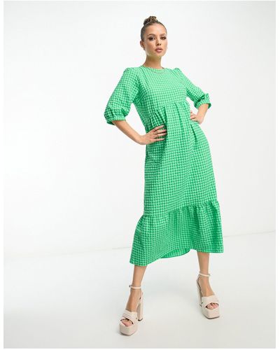Nobody's Child Rachel Puff Sleeve Midi Dress - Green