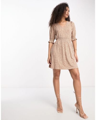 French Connection Shirred Waist Mini Dress - Natural