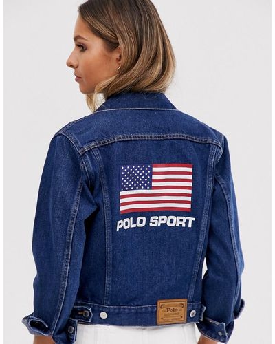 Polo Ralph Lauren Polo Sports - Veste en jean avec logo drapeau - Bleu