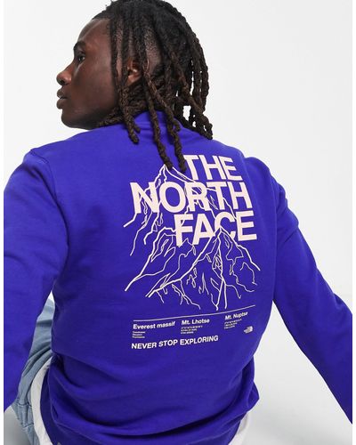 The North Face Mountain Outline - Sweatshirt Met Print - Blauw
