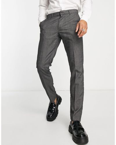 New Look Pantaloni eleganti skinny grigi a quadri - Grigio