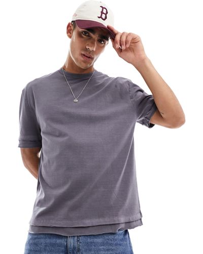 ASOS T-shirt con maniche corte a doppio strato antracite - Viola