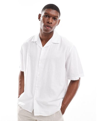 SELECTED Oversized Linen Mix Revere Collar Shirt - White