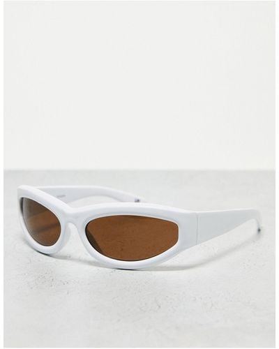 ASOS Wrap Visor Sunglasses With Beveling - White