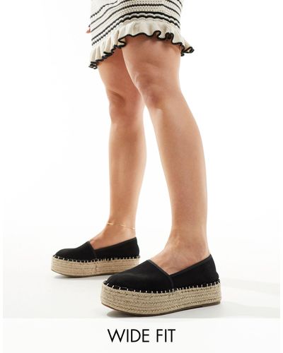 ASOS Journal - espadrilles flatform nere a pianta larga - Grigio