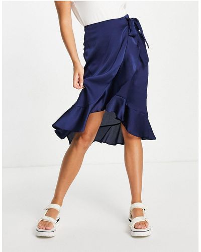 AX Paris Ruffle Wrap Skirt - Blue