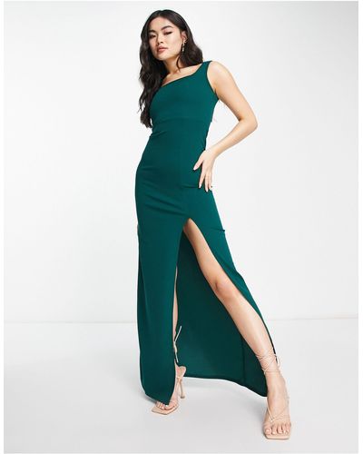 Femme Luxe Square Neck Front Spilt Maxi Dress - Green
