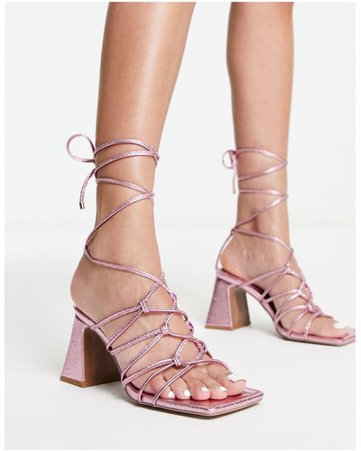ASOS Helene Knotted Block Heeled Sandals - Pink