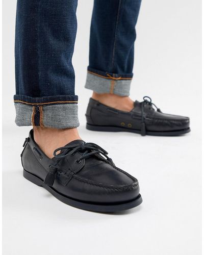 Polo Ralph Lauren Merton Leather Boat Shoes In Navy - Blue
