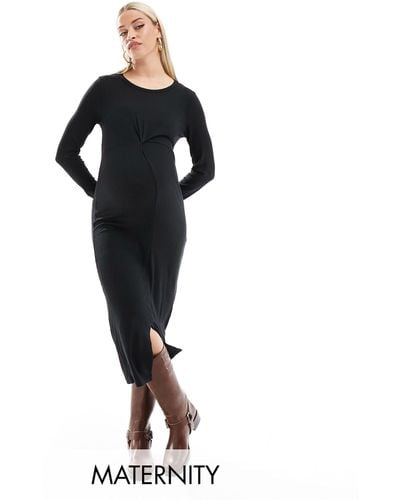 Mama.licious Mamalicious Maternity Long Sleeved Midi Dress - Black