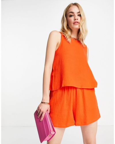 Vero Moda – shorts mit hohem bund - Orange