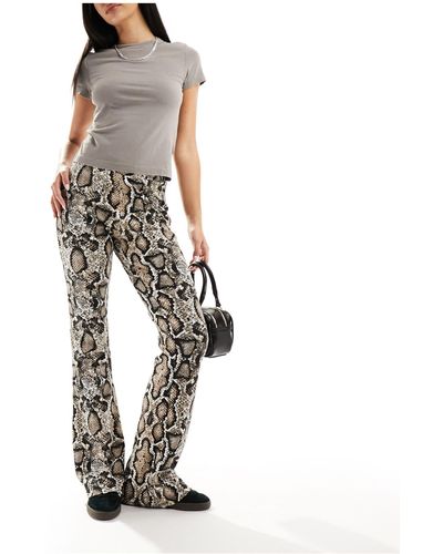 Noisy May High Waisted Flared Trousers - White