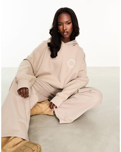 ASOS Co-ord Oversized Hoodie With Back Logo - Natural