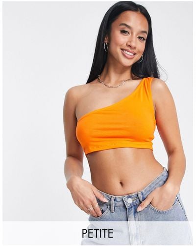 Noisy May Cropped One Shoulder Top - Orange