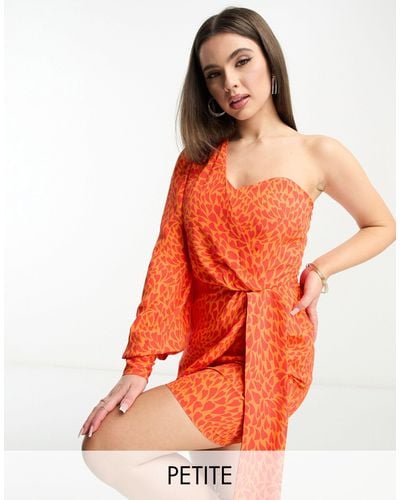 Collective The Label Exclusivité - robe courte asymétrique à imprimé cœurs - Orange