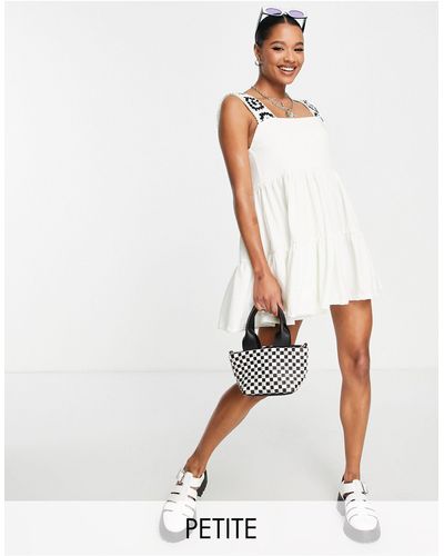 Topshop Unique Crochet Panel Summer Flippy Mini Dress - White