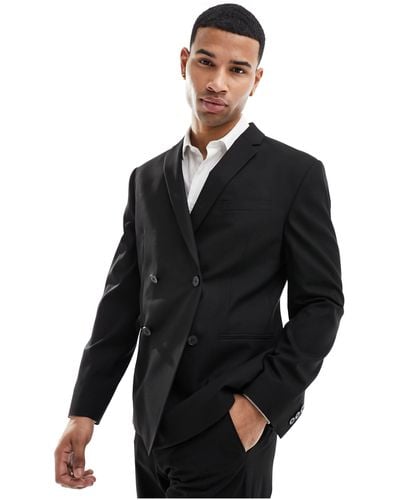 ASOS Slim Double Breasted Suit Jacket - Black