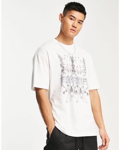 ADPT Oversized T-shirt With Dogs Back Print - White