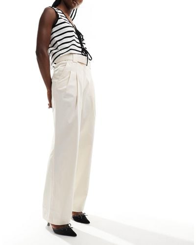 Mango Belted Tailored Trouser - White