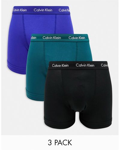 Calvin Klein Confezione da 3 paia di boxer aderenti blu, neri e blu uovo di pettirosso - Multicolore
