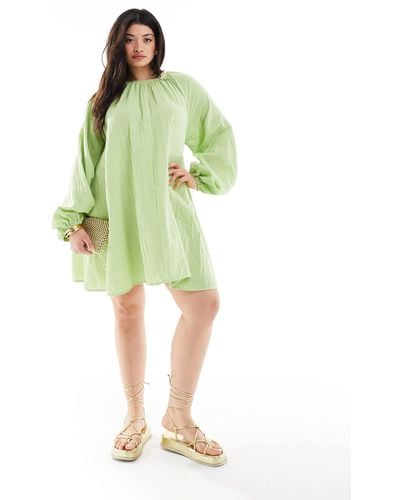 ASOS Asos Design Curve Double Cloth Trapeze Mini Dress - Green