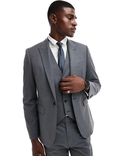 ASOS Skinny Fit Suit Jacket With Wool - Grey