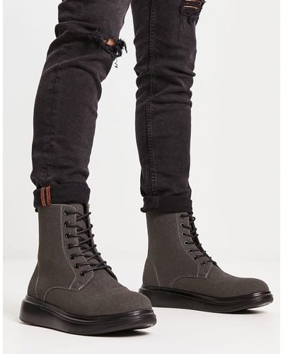 Brave Soul Flatform Lace Up Boots - Black