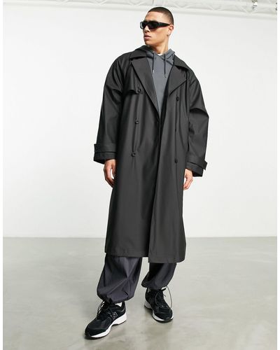 ASOS Trench oversize gommato nero - Grigio