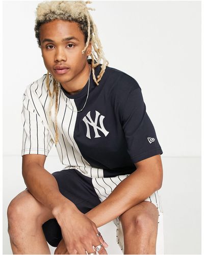 KTZ New York Yankees - Gespleten T-shirt Met Krijtstreep - Blauw