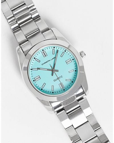 Christin Lars Womens Watch With Turquoise Dial - Metallic