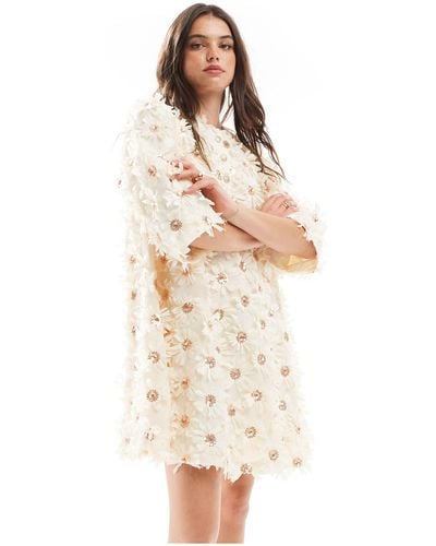 Y.A.S Textured Smock Mini Dress With Sequin Embellishment - White