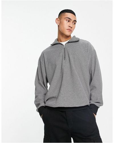 ASOS Oversized Half Zip Sweatshirt - Grey