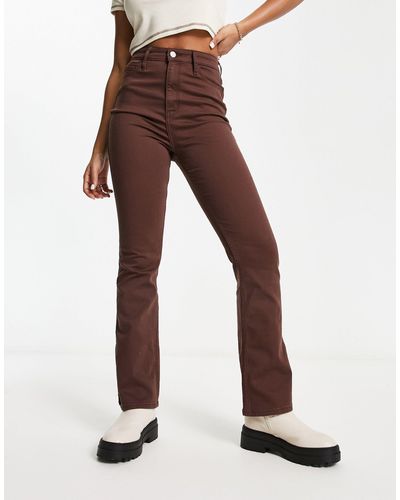 Hollister Jeans a zampa a vita alta marrone - Blu