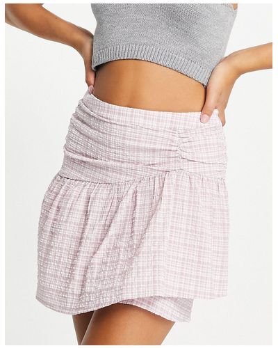 Vila Cheesecloth Skirt With Frill Hem - Pink