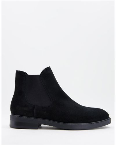 SELECTED Suede Chelsea Boots - Black