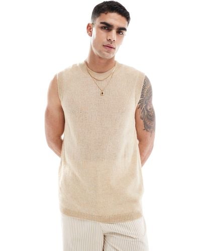 ASOS Relaxed Knitted Vest - Natural