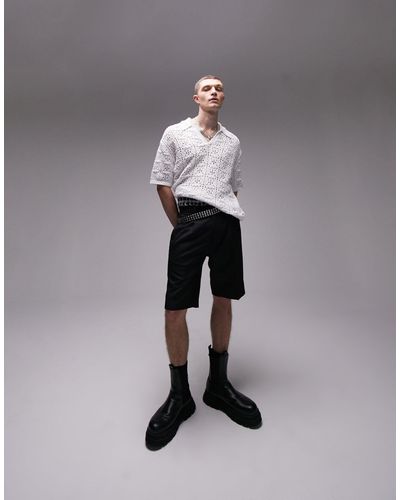 TOPMAN Pronounced - pantaloncini taglio lungo slim - Nero