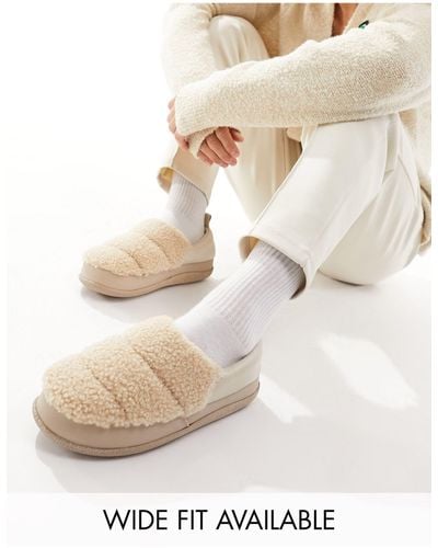 ASOS Premium Puffer Slippers - Natural