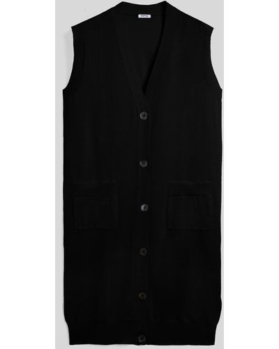 Aspesi Cardigan lungo in maglia di misto cotone - Nero
