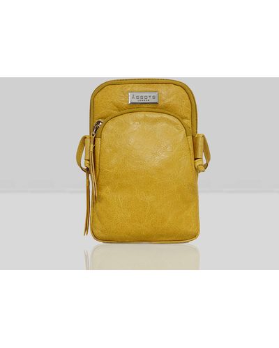 Assots London 'sarah' Yellow Vintage Natural Grain Leather Mini Crossbody Bag