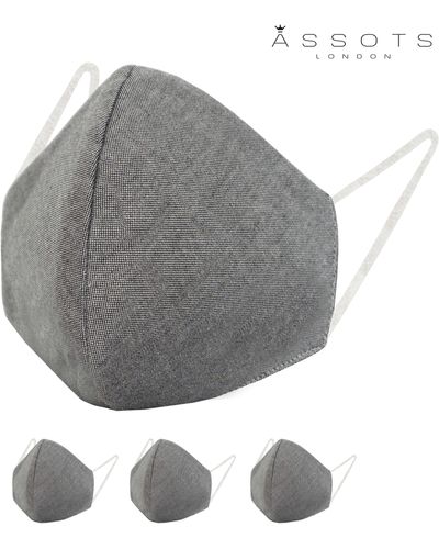 Assots London Pack Of 3 Pure Cotton 4-layer Protective Premium Unisex Washable Gray Face Mask