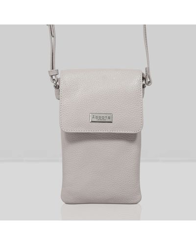 Assots London 'maria' Ice Gray Pebble Grain Real Leather Crossbody Phone Bag