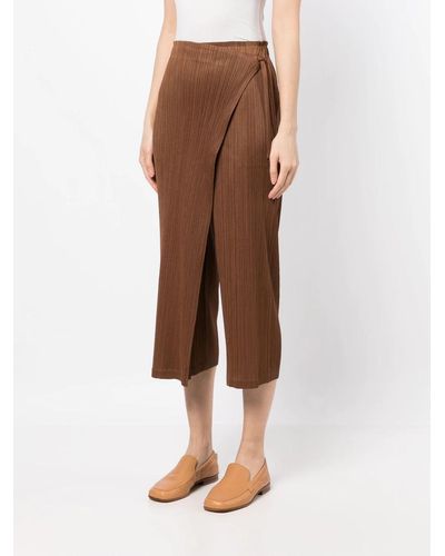 Pleats Please Issey Miyake Women Basic Wrap Skirt Pants - Brown