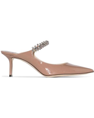 Jimmy Choo Women Bing 65 Patent Leather Crystal Strap Ballet Mules - Pink