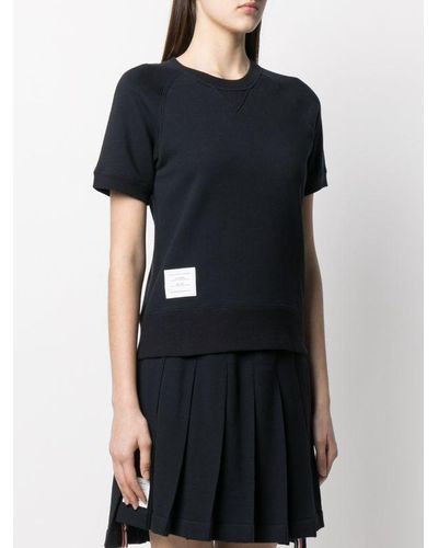 Thom Browne Women Short Sleeves Sweatshirt Top - Black