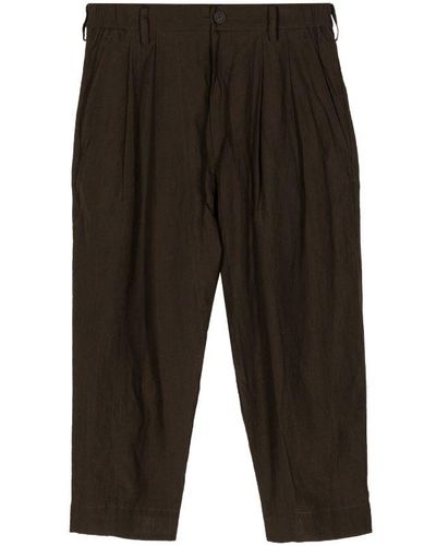 Ziggy Chen Men Leated Drop-crotched Pants - Gray