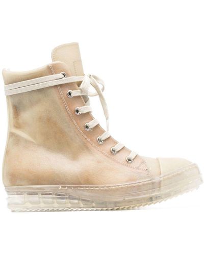 Rick Owens Distressed Transparent-sole Sneakers - Natural