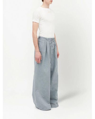 Maison Margiela Men Cotton Linen Wide Leg Pant - White